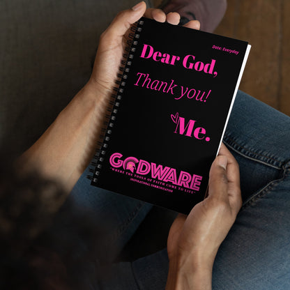 Dear God Spiral notebook - Hot Pink/Black