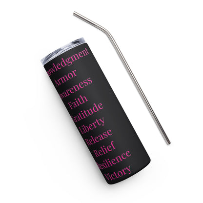 Praise inspirational stainless steel tumbler - Pink Print