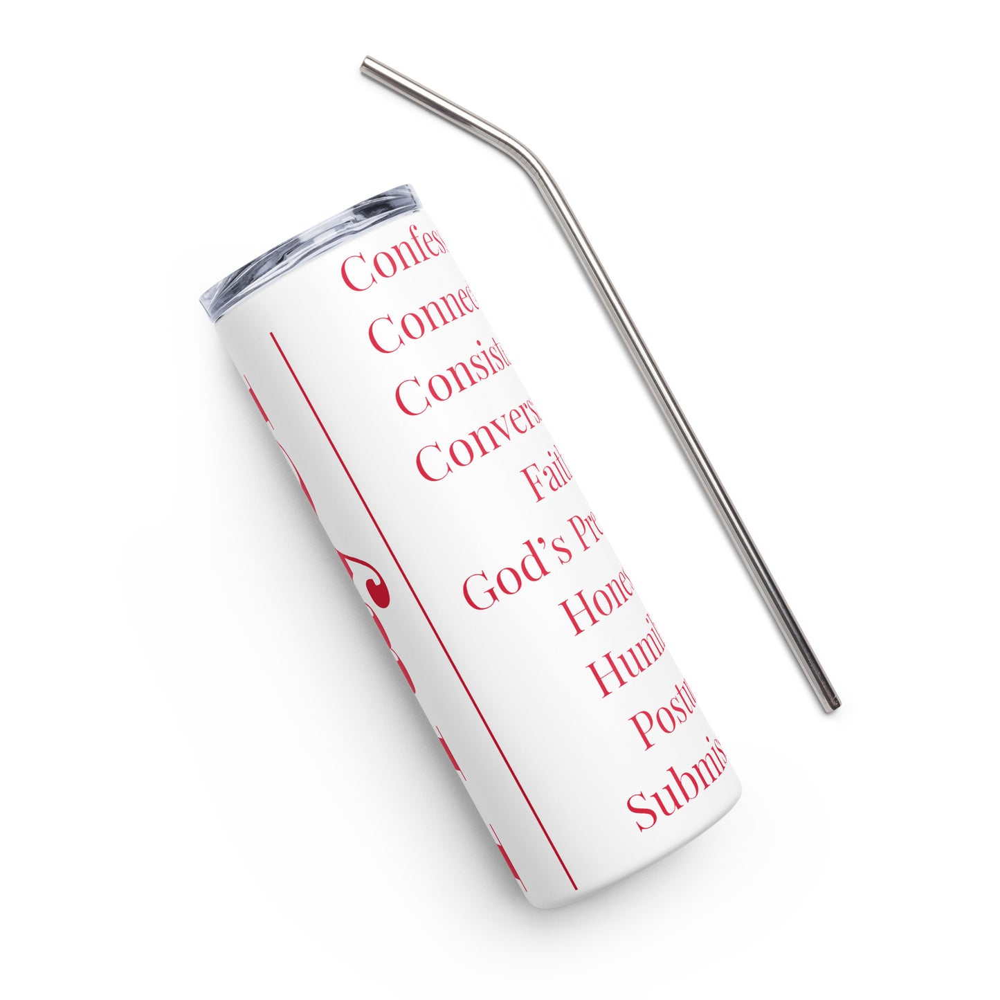 Prayer inspirational stainless steel tumbler - Red print