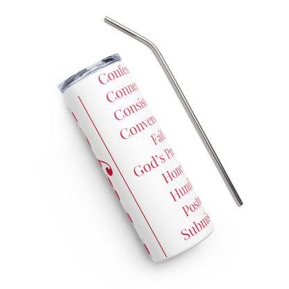 Prayer inspirational stainless steel tumbler - Red print