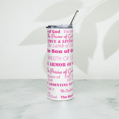 Attributes of God inspirational tumbler - Pink Print