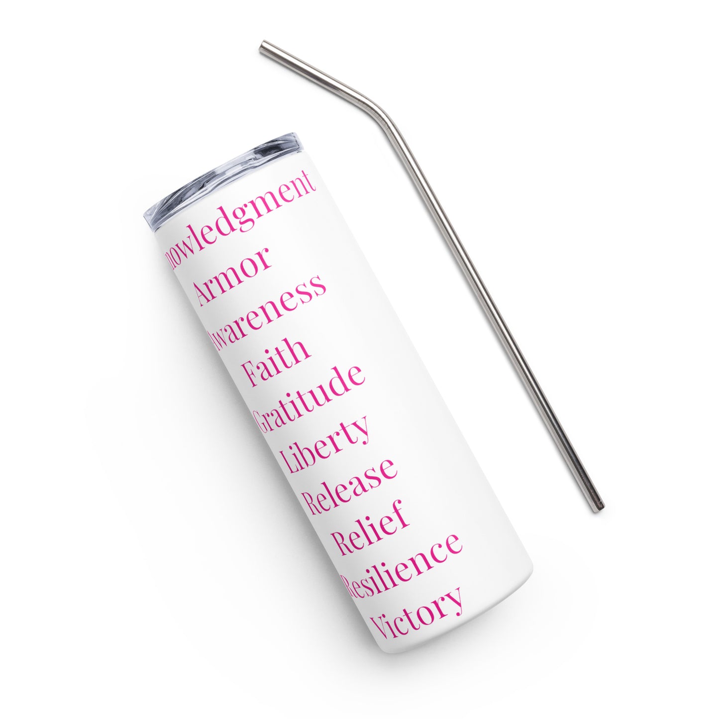 Praise inspirational stainless steel tumbler - Pink Print