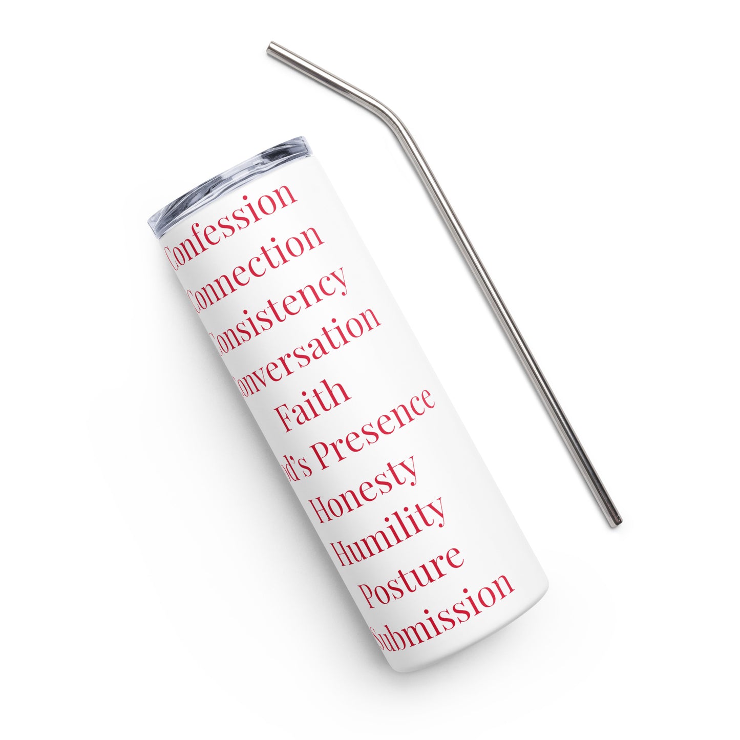 Prayer inspirational stainless steel tumbler - Red print