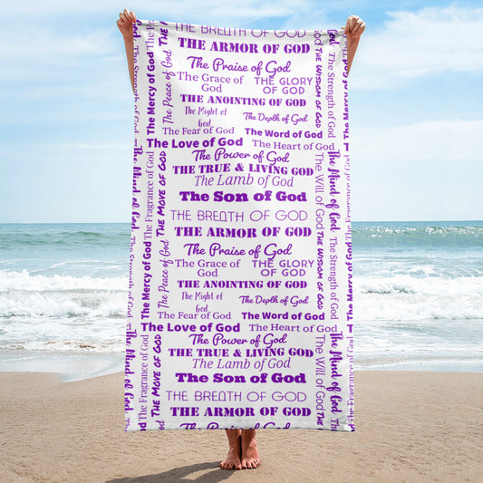 Attributes of God Plush Terry Towel - White/Purple