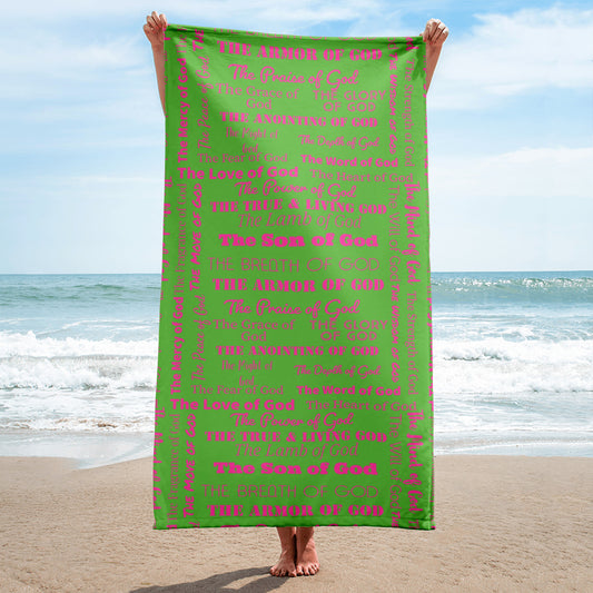 Attributes of God Plush Terry Towel - Pink/Green