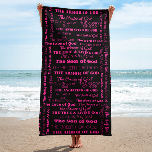 Attributes of God Plush Terry Towel - Pink/black