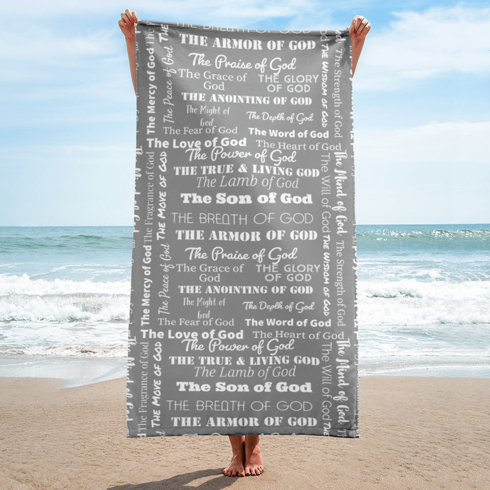 Attributes of God Plush Terry Towel - Grey/White