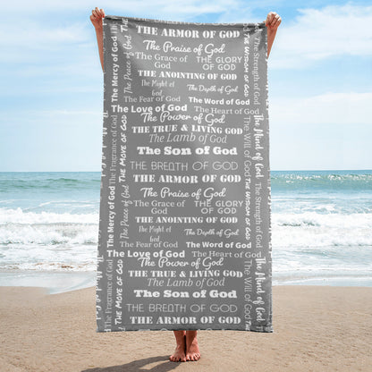 Attributes of God Plush Terry Towel - Grey/White