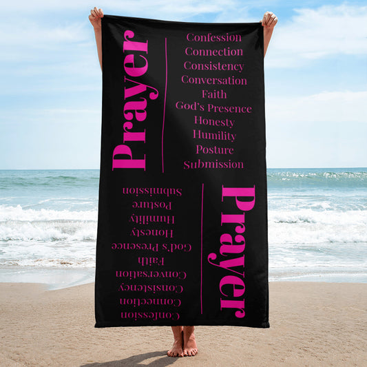 Prayer collection inspirational towel - Pink/Black