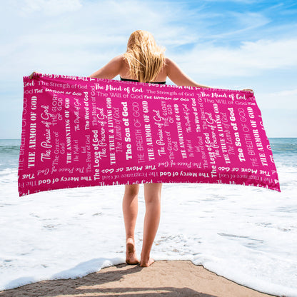Attributes of God Towel - Hot Pink/White