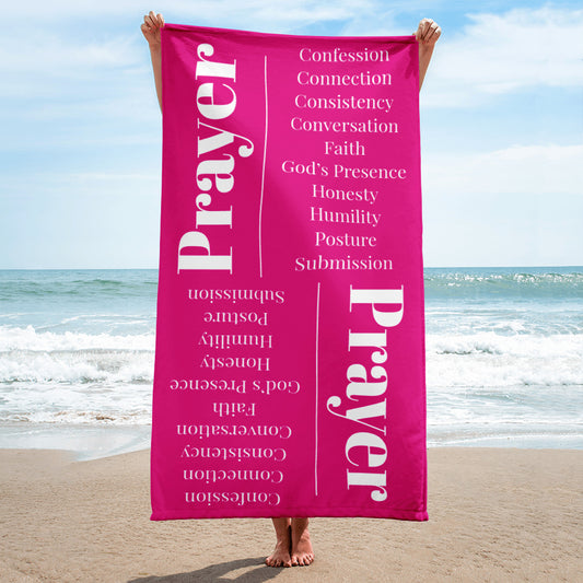 Prayer inspirational plush towel - Hot Pink/White