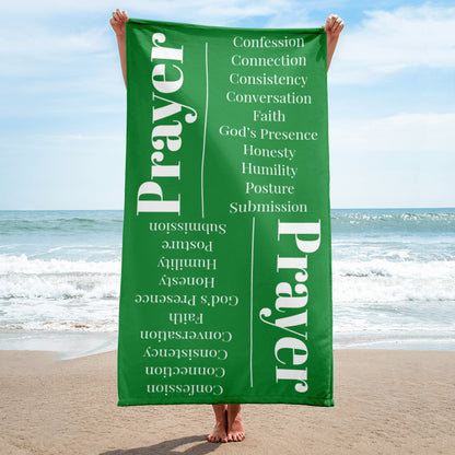 Prayer inspirational plush towel - Green/White