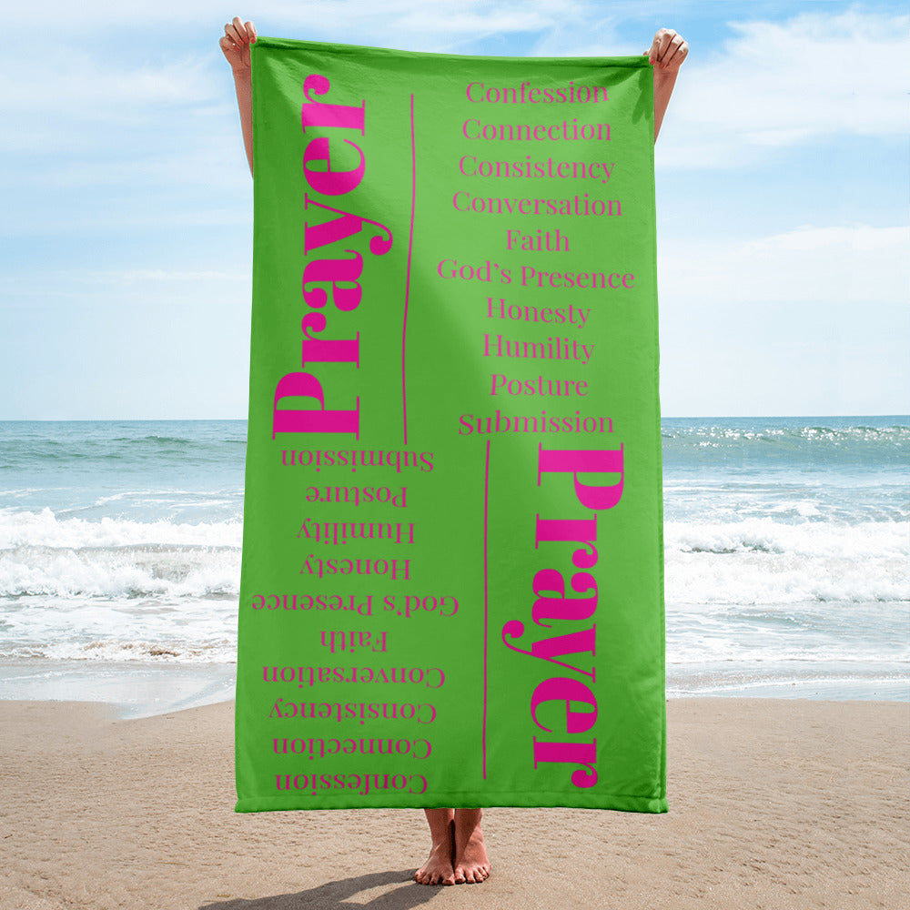 Prayer inspirational plush towel - Pink/Green