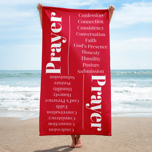 Prayer inspirational plush towel - Red/White