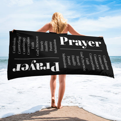 Prayer inspirational plush towel - Black/White