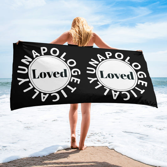 Unapologetically Loved Plush Terry Towel - Black/White