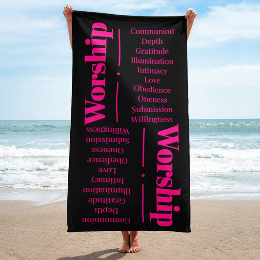 Worship collection inspirational towel - Black/Pink