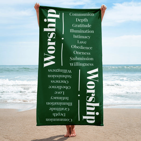 Worship collection inspirational towel - Forest Green