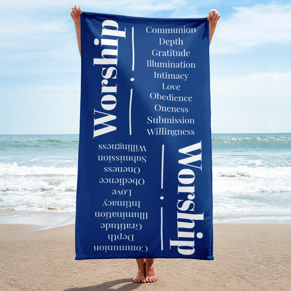 Worship inspirational plush towel - Royal Blue