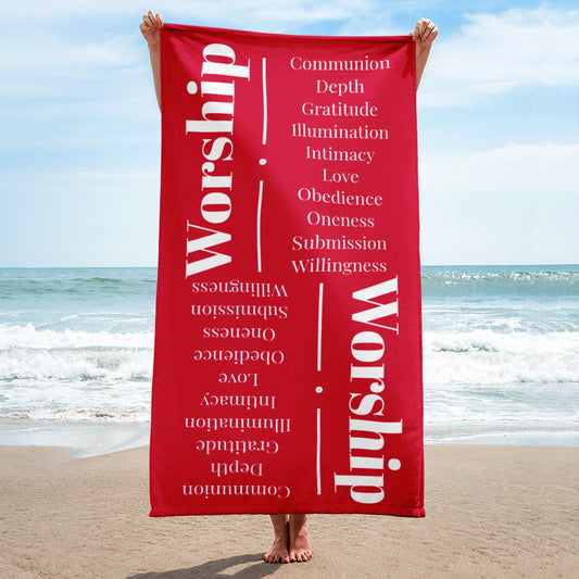 Worship collection inspirational towel - Red/White