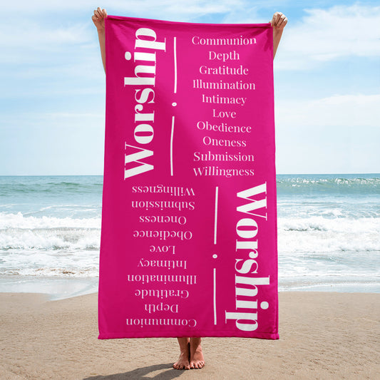 Worship collection inspirational towel - Pink/White