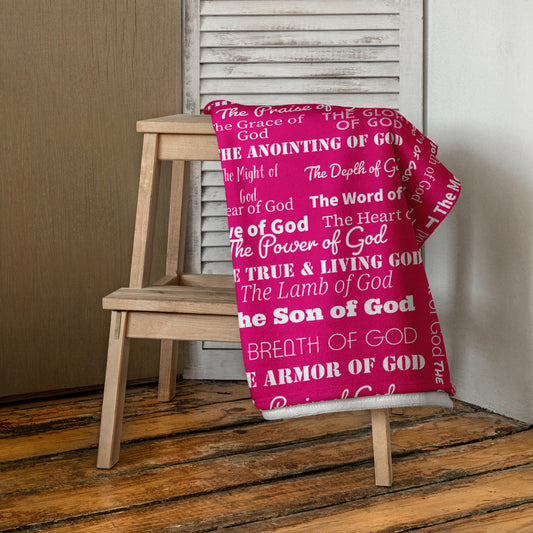 Attributes of God Plush Terry Towel - Hot Pink/White