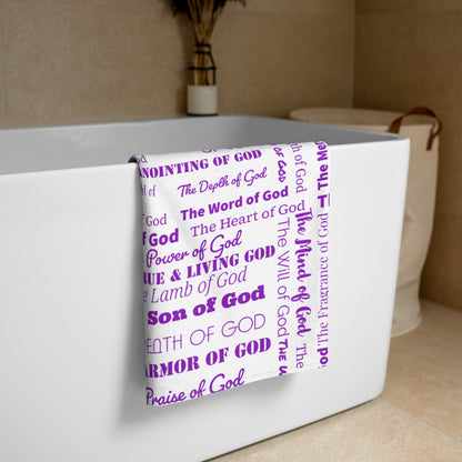 Attributes of God Plush Terry Towel - White/Purple