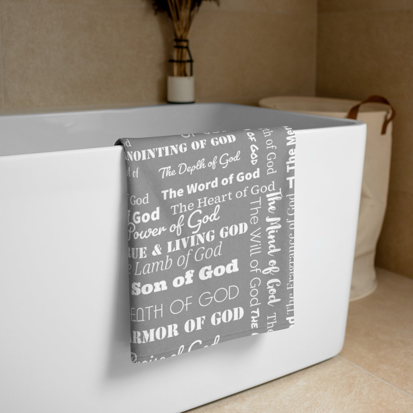 Attributes of God Plush Terry Towel - Grey/White