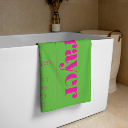 Prayer inspirational plush towel - Pink/Green