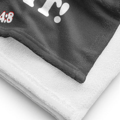 I Love You Plush Terry Towel - Dark Grey/White