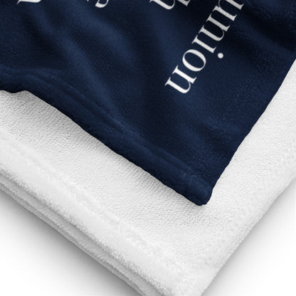 Worship inspirational plush towel - Navy Blue