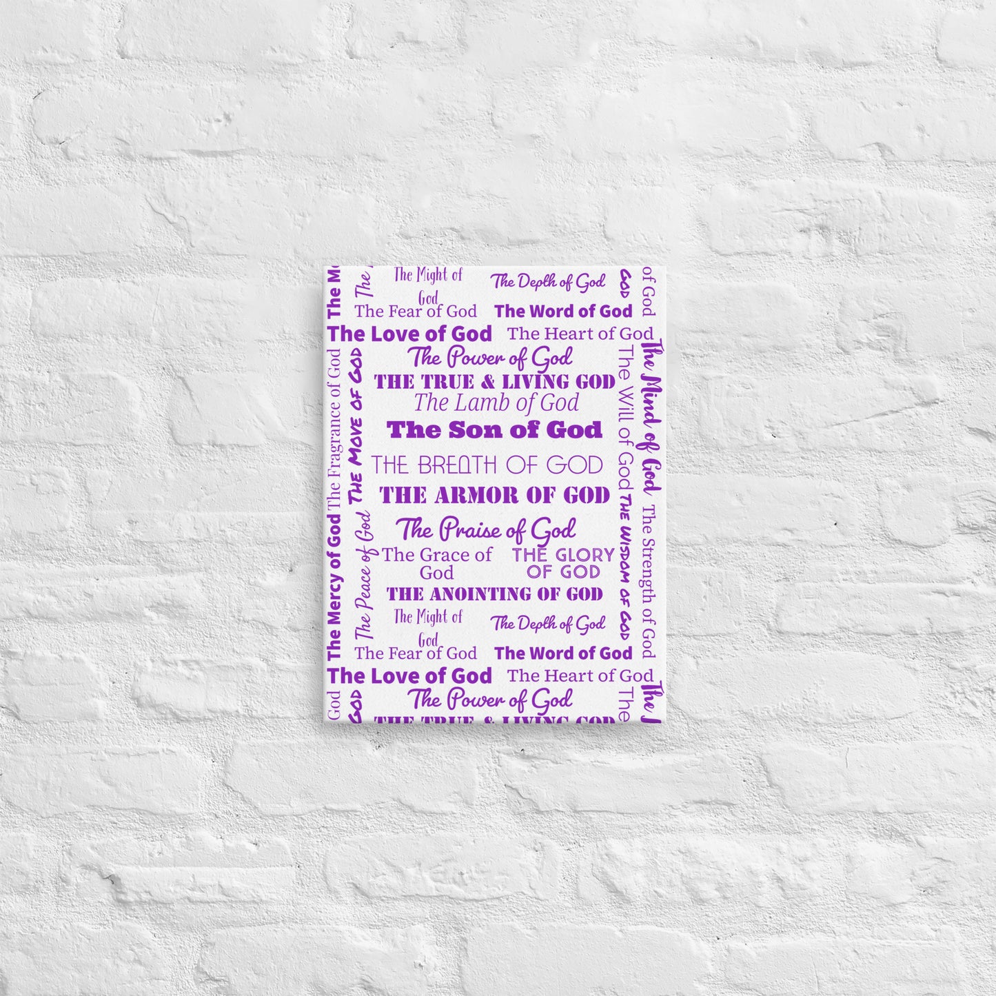 Attributes of God thin canvas wall decor - White/Purple