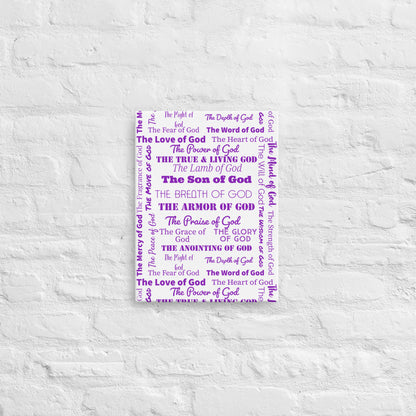 Attributes of God thin canvas wall decor - White/Purple