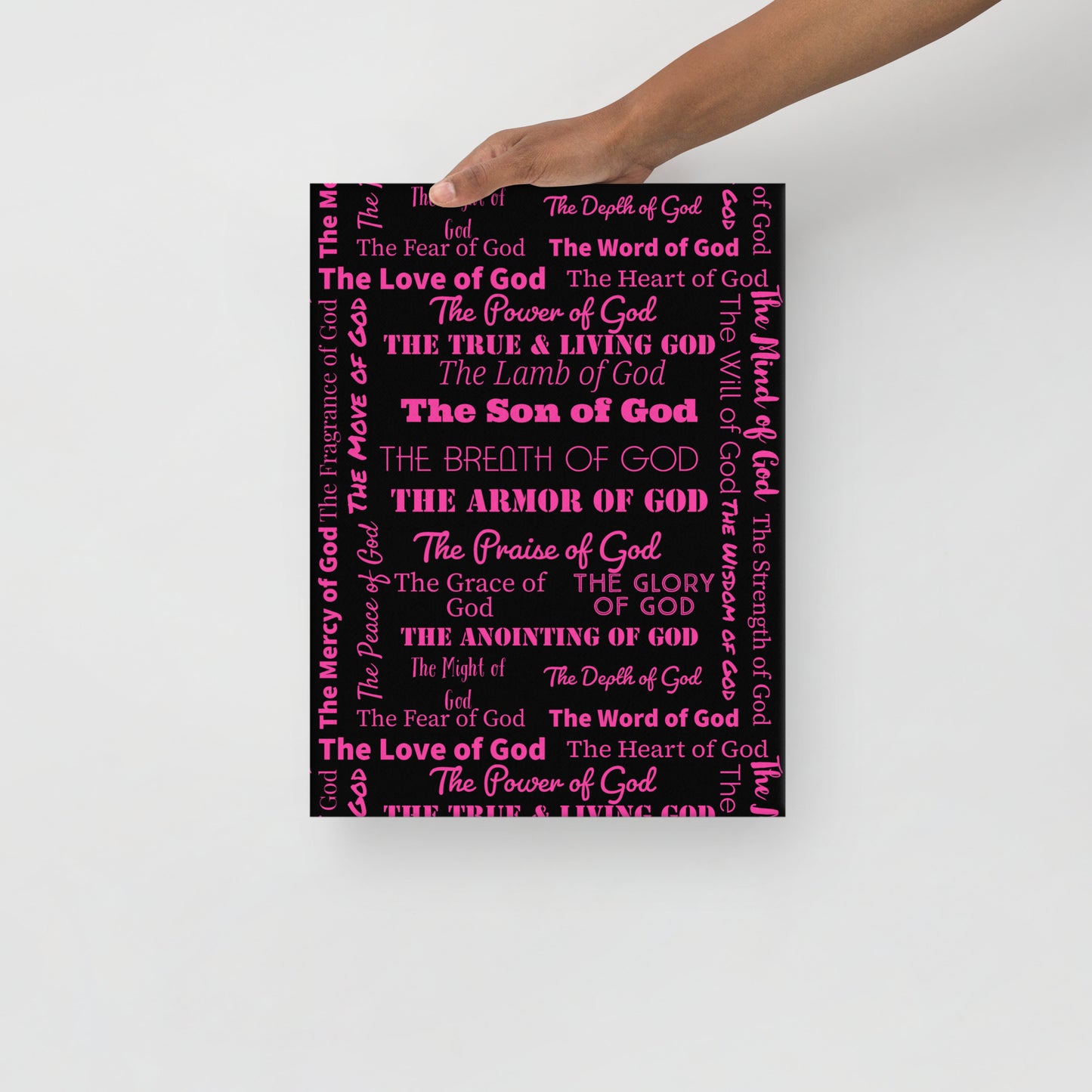 Attributes of God thin canvas wall decor  - Black/Pink