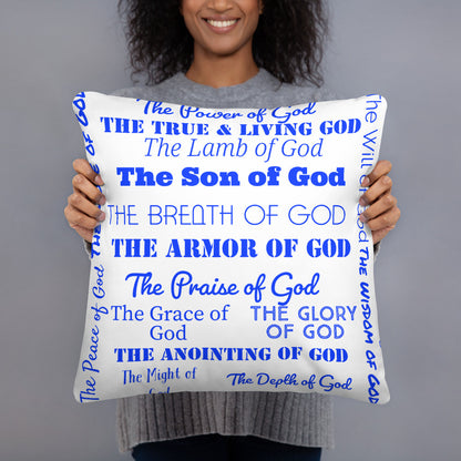 Attributes of God thin canvas wall decor  - White/Royal