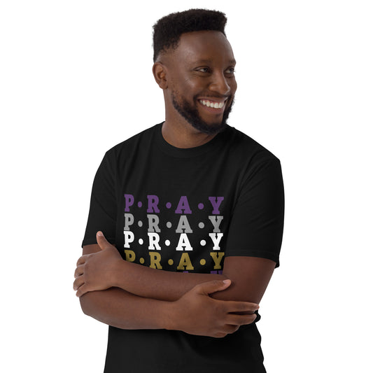 Pray - Soft Style Unisex Cotton T-Shirt - Purple multi