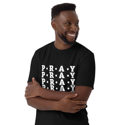 Pray - Soft Style Unisex Cotton T-Shirt (white print)