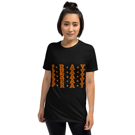 Pray - Soft Style Unisex T-Shirt (Earth orange print)
