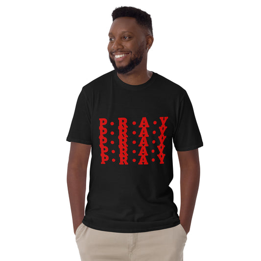 Pray - Soft Style Unisex Cotton T-Shirt (red print)