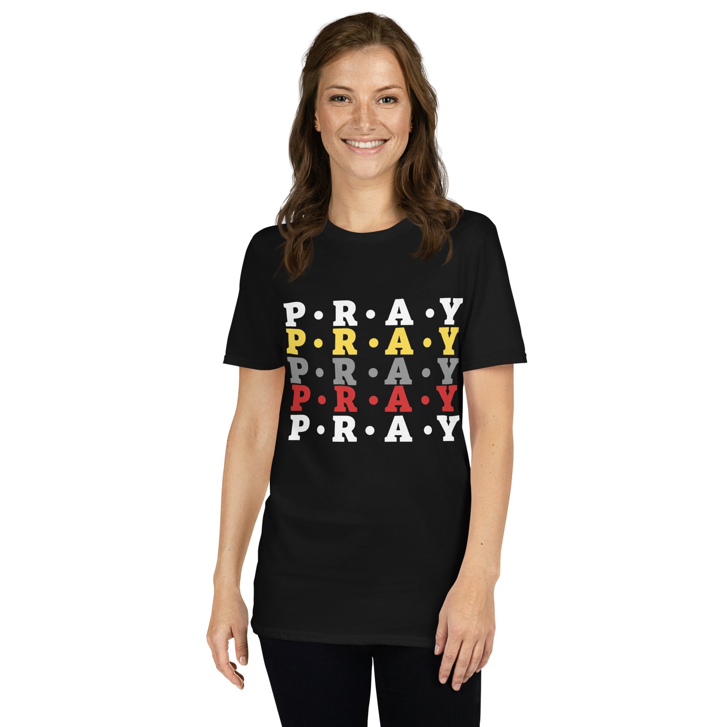 Pray - Soft Style Unisex Cotton T-Shirt (yellow multi)