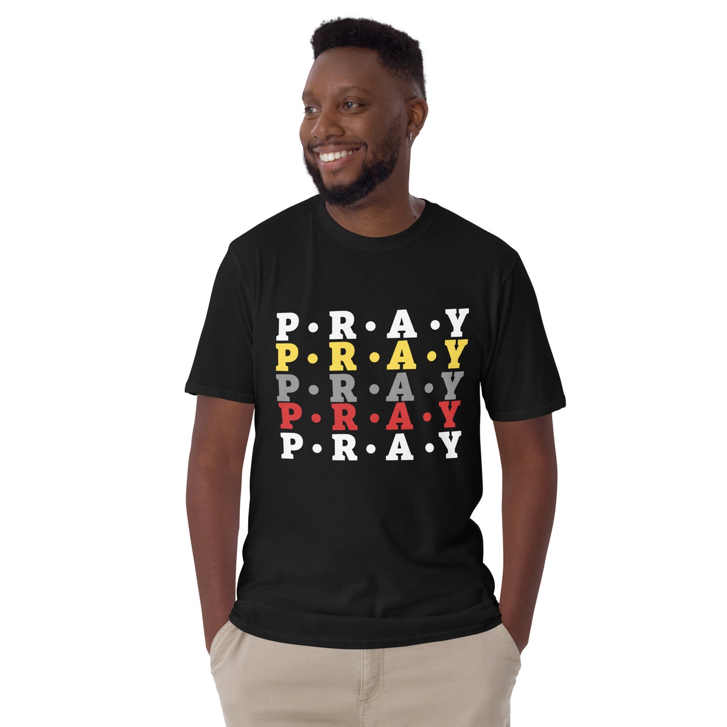 Pray - Soft Style Unisex Cotton T-Shirt (yellow multi)