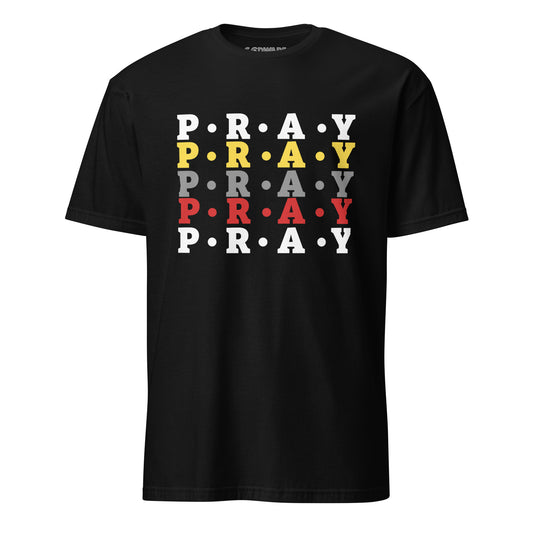 Pray T-Shirt - Christian Faith Shirt with Yellow Multi Print | Softstyle Cotton