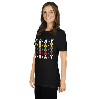 Pray - Soft Style Unisex Cotton T-Shirt (yellow multi)