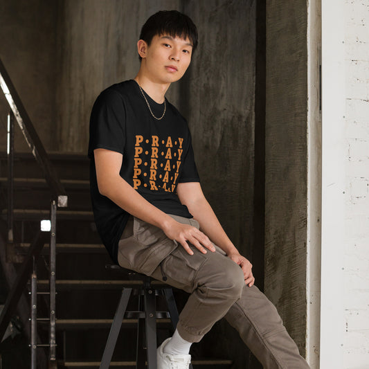 Pray - Soft Style Cotton T-Shirt (Earth orange print)