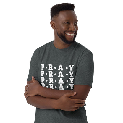 Pray - Soft Style Unisex Cotton T-Shirt (white print)