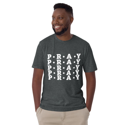 Pray - Soft Style Unisex Cotton T-Shirt (white print)