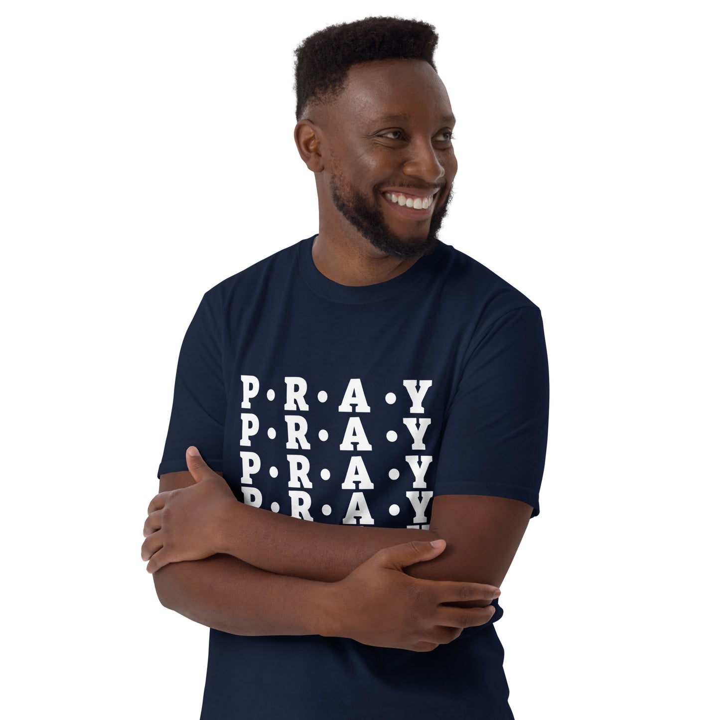 Pray - Soft Style Unisex Cotton T-Shirt (white print)