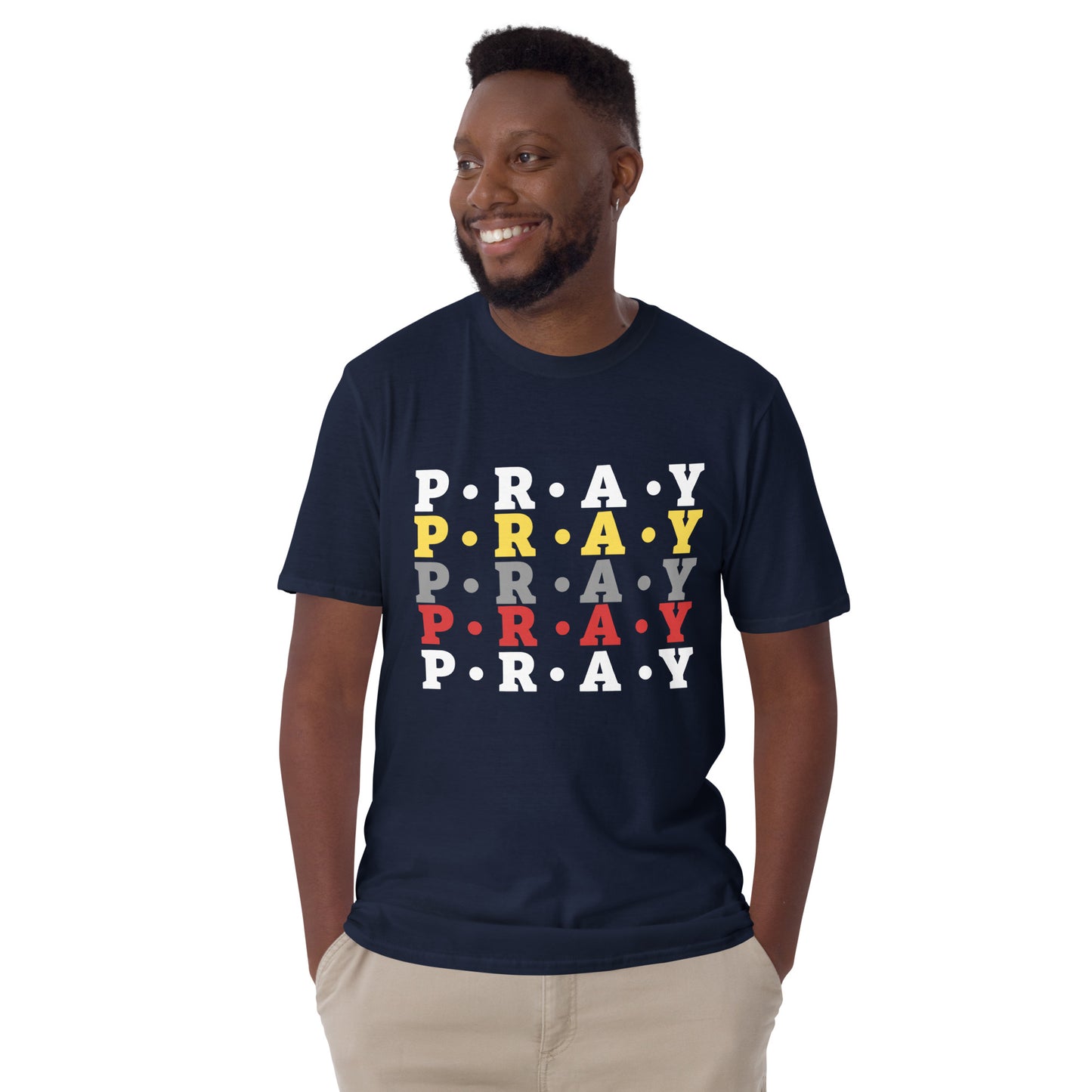 Pray - Soft Style Unisex Cotton T-Shirt (yellow multi)