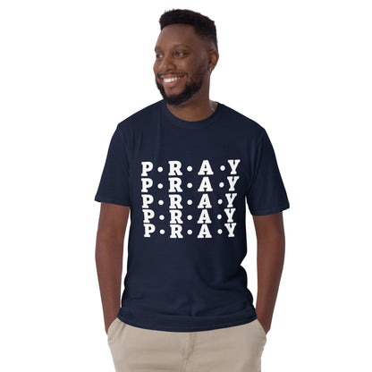 Pray - Soft Style Unisex Cotton T-Shirt (white print)