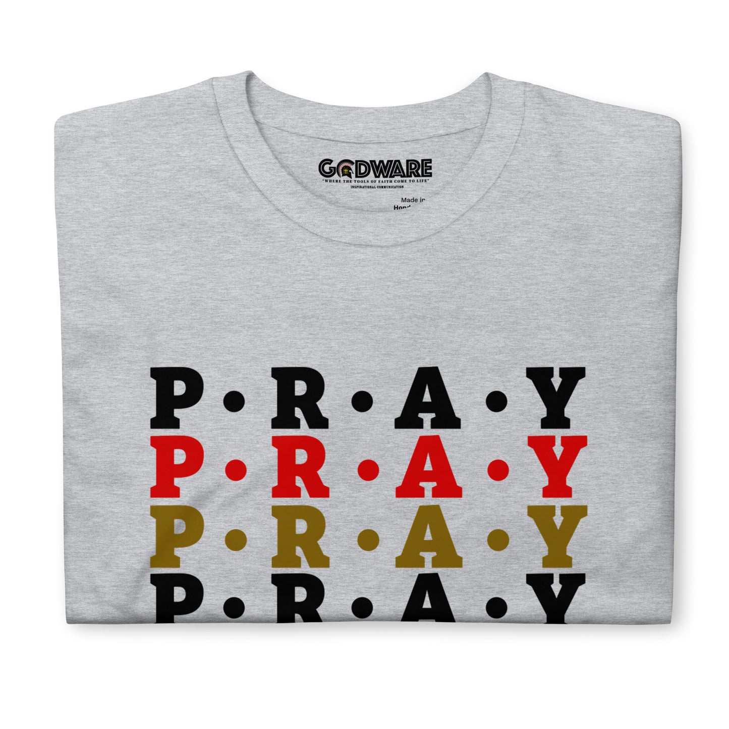 Pray - Soft Style Unisex Cotton T-Shirt (red multi)